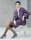 Wool Blend Textured Braided Trim Open-Front Jacket