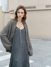 Heathered Gray Shawl Collar Button-Up Knit Cardigan