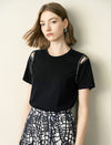 Cut Out Embellished Short Sleeve Tee