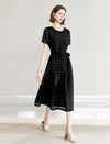 Black And White Polka Dot Short Sleeve Midi Dress