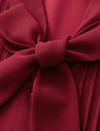 Wine-Red Bow Tie Professional Blouse