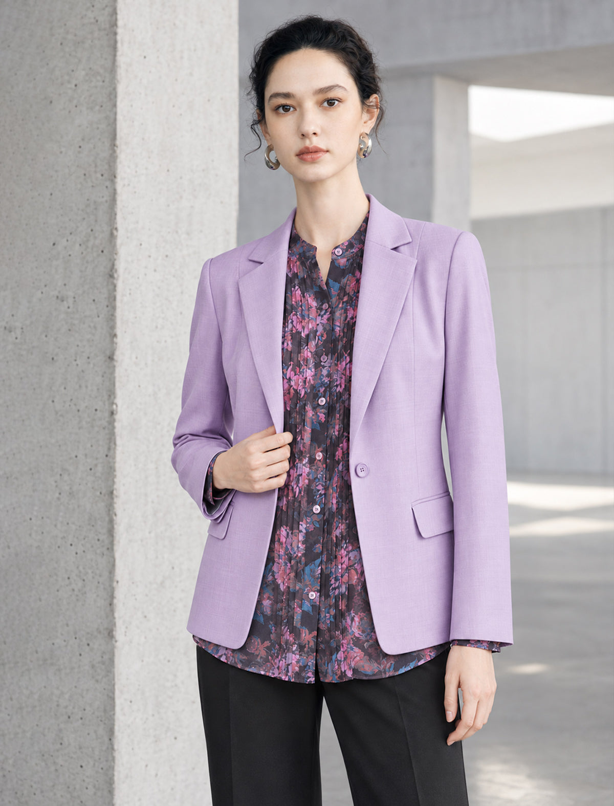 Soft Lavender Single-Breasted Blazer