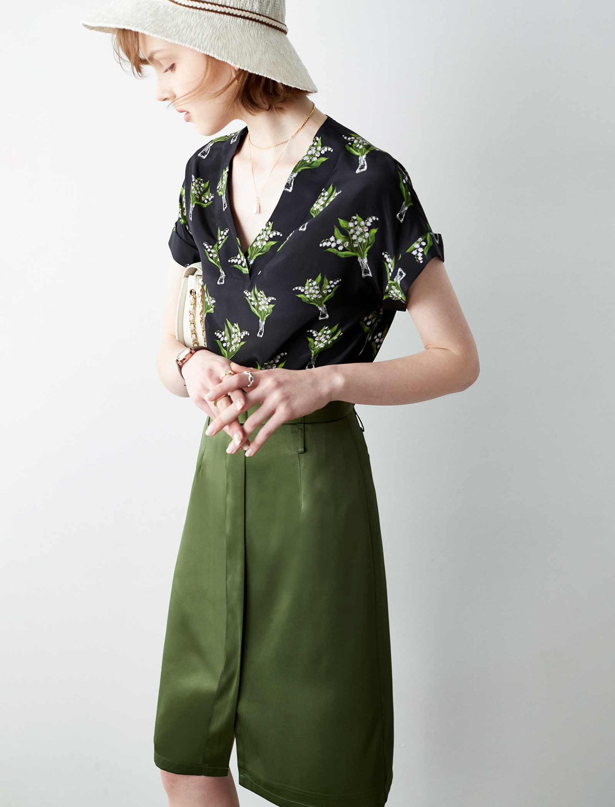 High-Waisted Straight Skirt