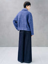 Shawl Collar Textured Double Breasted Cropped Jacket