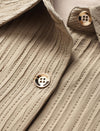 Vertical Textured Dual Chest Pocket Oversized Button Down Shirt