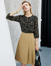 Asymmetric Solid Color Pleated Skirt