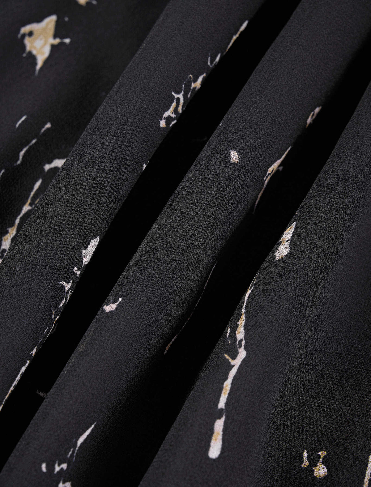 Black Splatter Print Ruffled Midi Dress