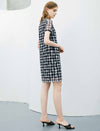 Plaid Lace Straight Short Sleeve Dress