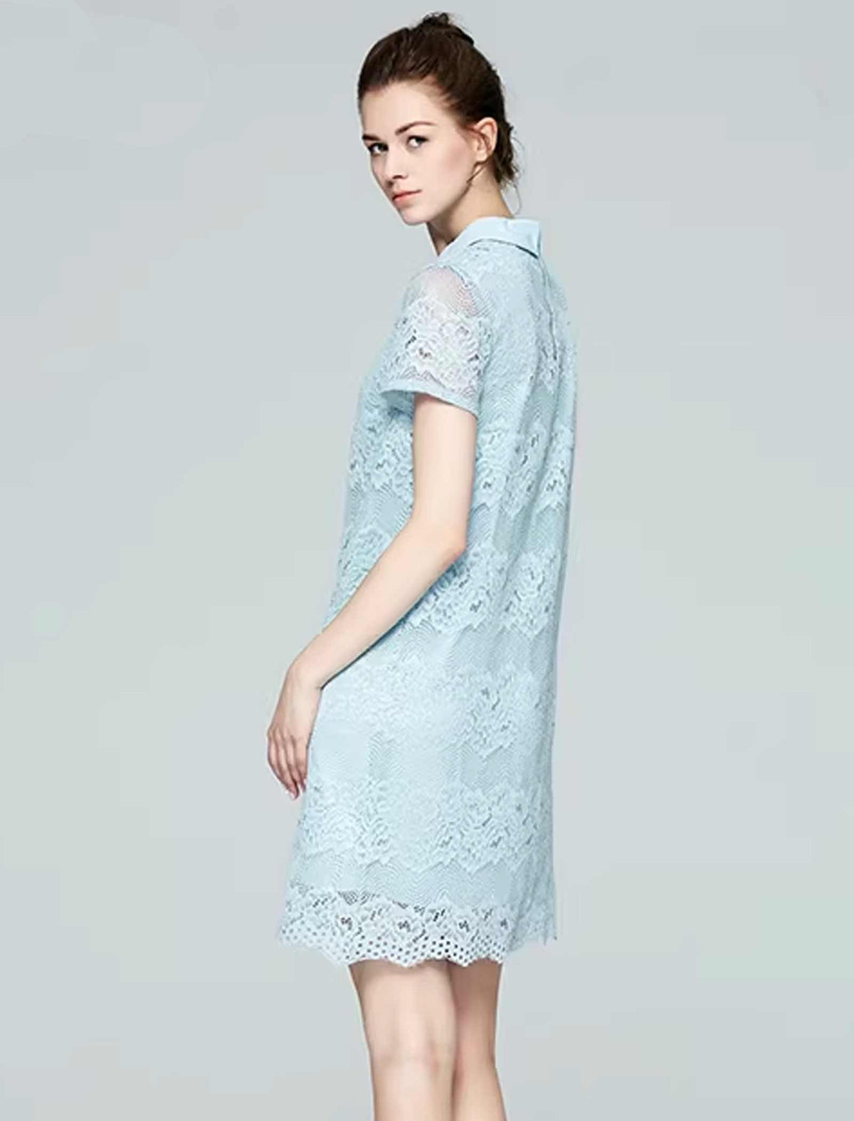 Lace Peter Pan Collar Cropped A-Line Dress