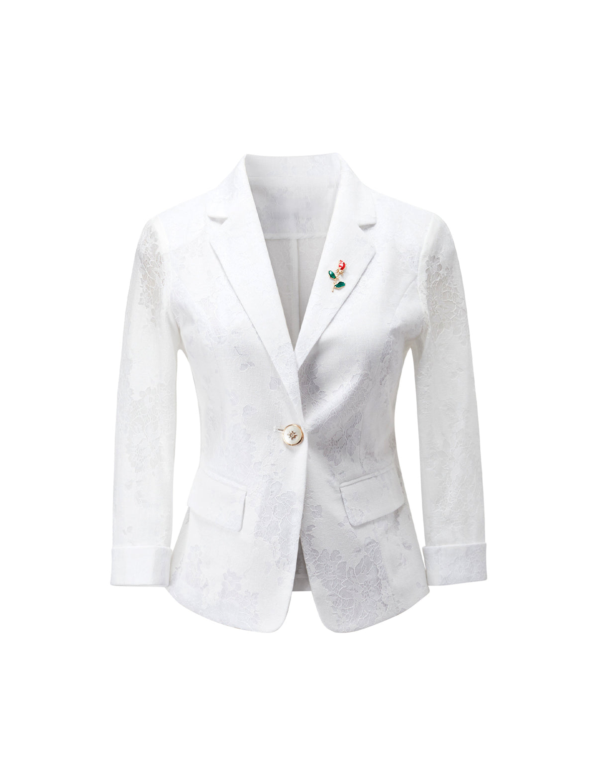 Lace Tailored Blazer with Three Quarter Sleeves