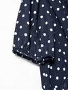 Navy Blue Polka Dot Wrap Midi Dress
