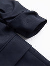 Navy Pinstripe Ruched Sleeves Blazer