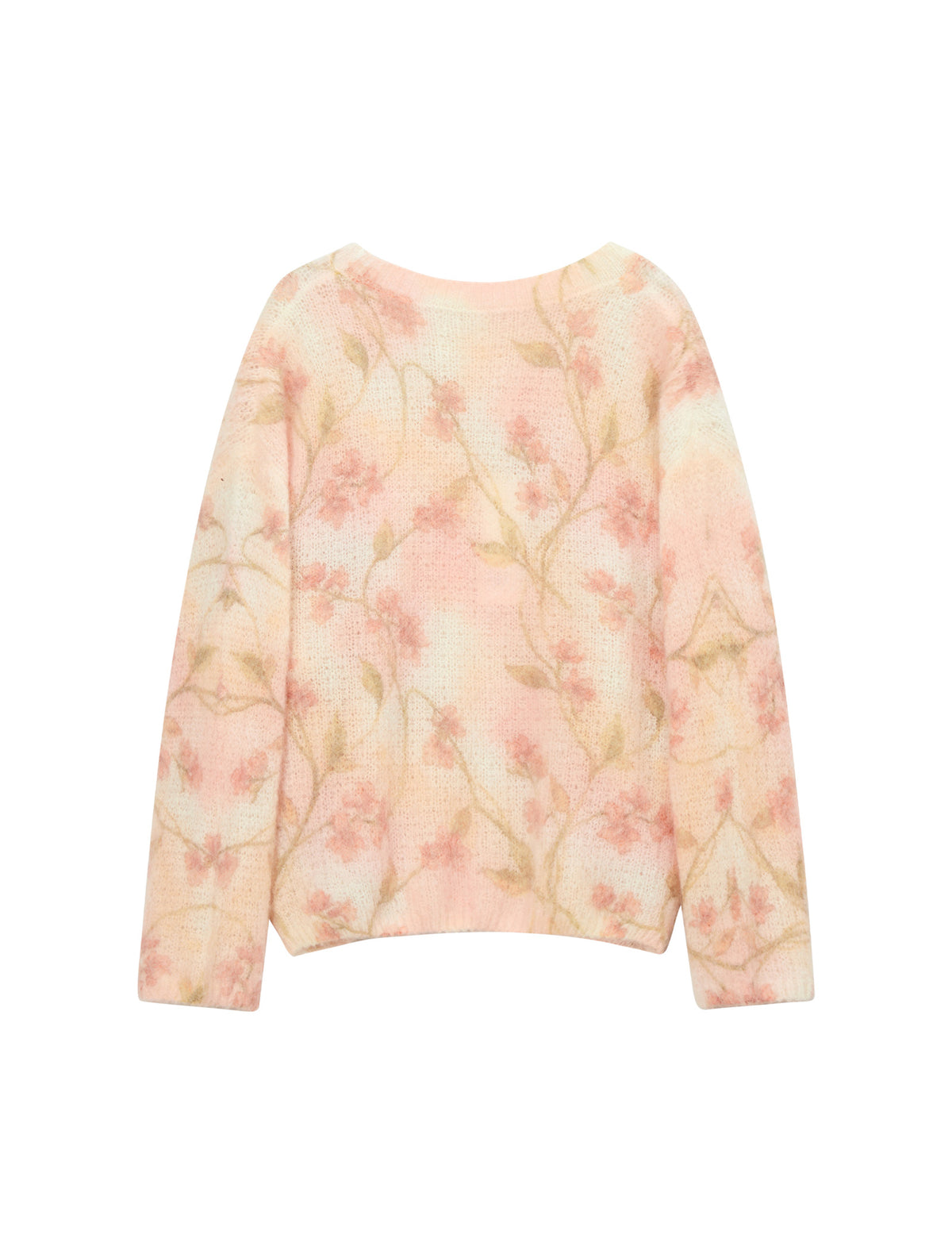 Wool Blend Floral Sequin Crewneck Relaxed Sweater