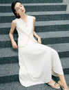 Pleated High-Waist Midi Skirt