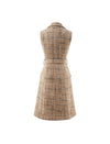 Wool Blend Textured Notched-Lapel Sleeveless Dress