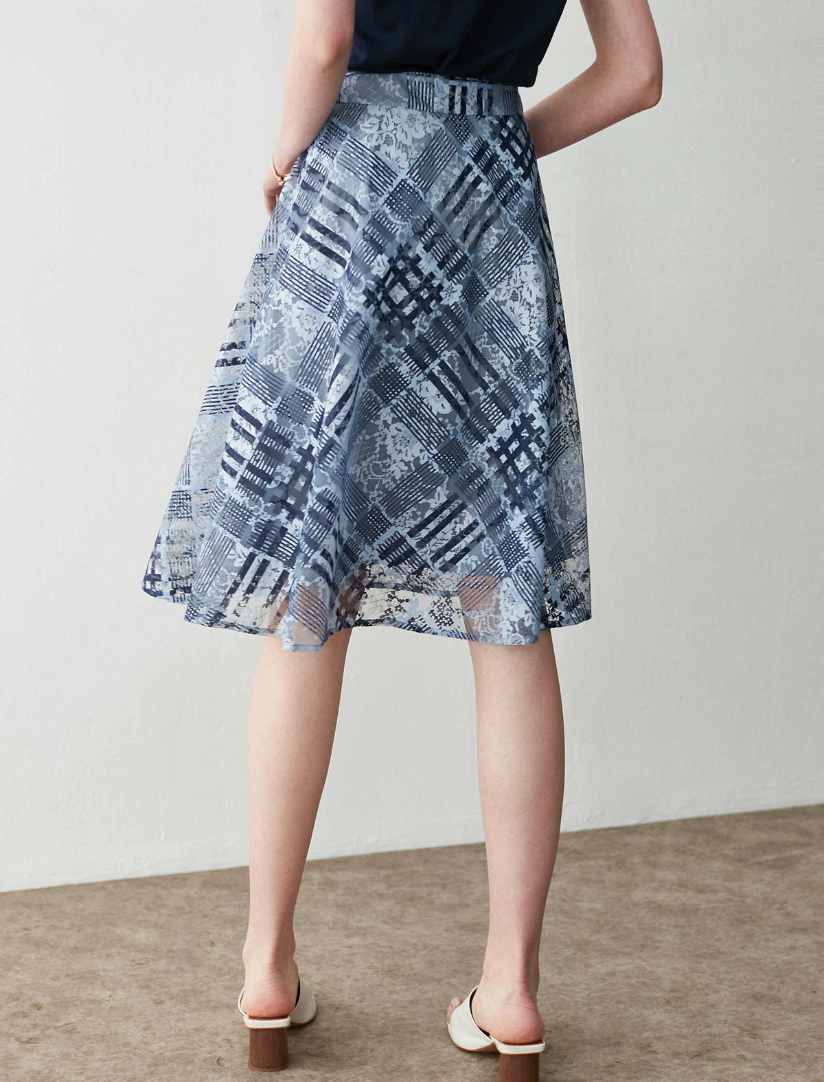 Plaid Lace A-Line Skirt