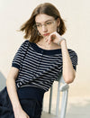 Classic Striped Short Sleeve Knit Top