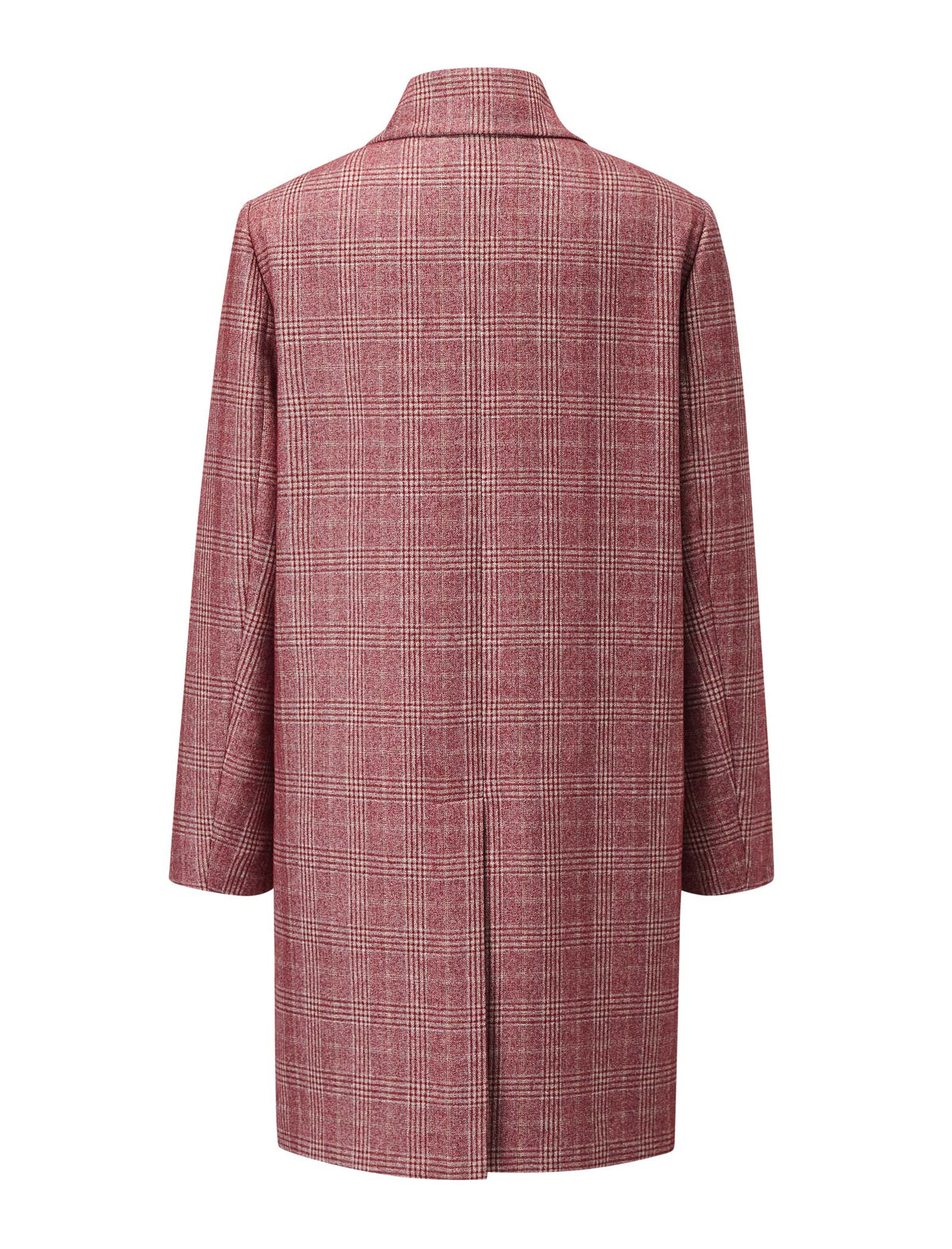 Red Plaid Straight Cut Midi Coat