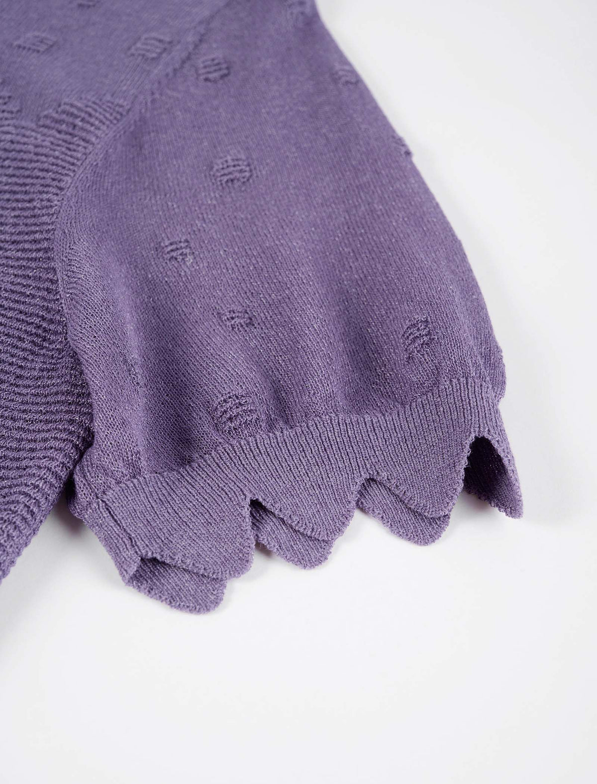 Lavender Scalloped Sleeve Knit Cardigan
