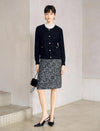 Sparkle Tweed Wool Blend Straight H-Line Skirt