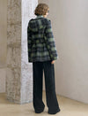 Plaid Wool-Blend Hooded Coat