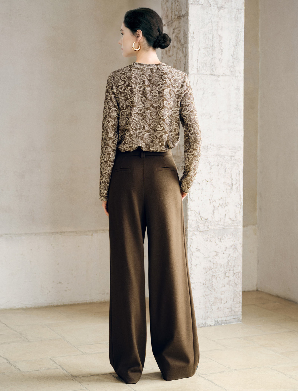Ruched Front Paisley Print Top
