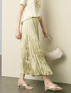 Flowy Textured Pleated Midi Skirt
