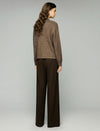 Wool Blend Gold-Button Tie-Waist Cardigan