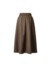 Brown Pleated A-Line Midi Skirt