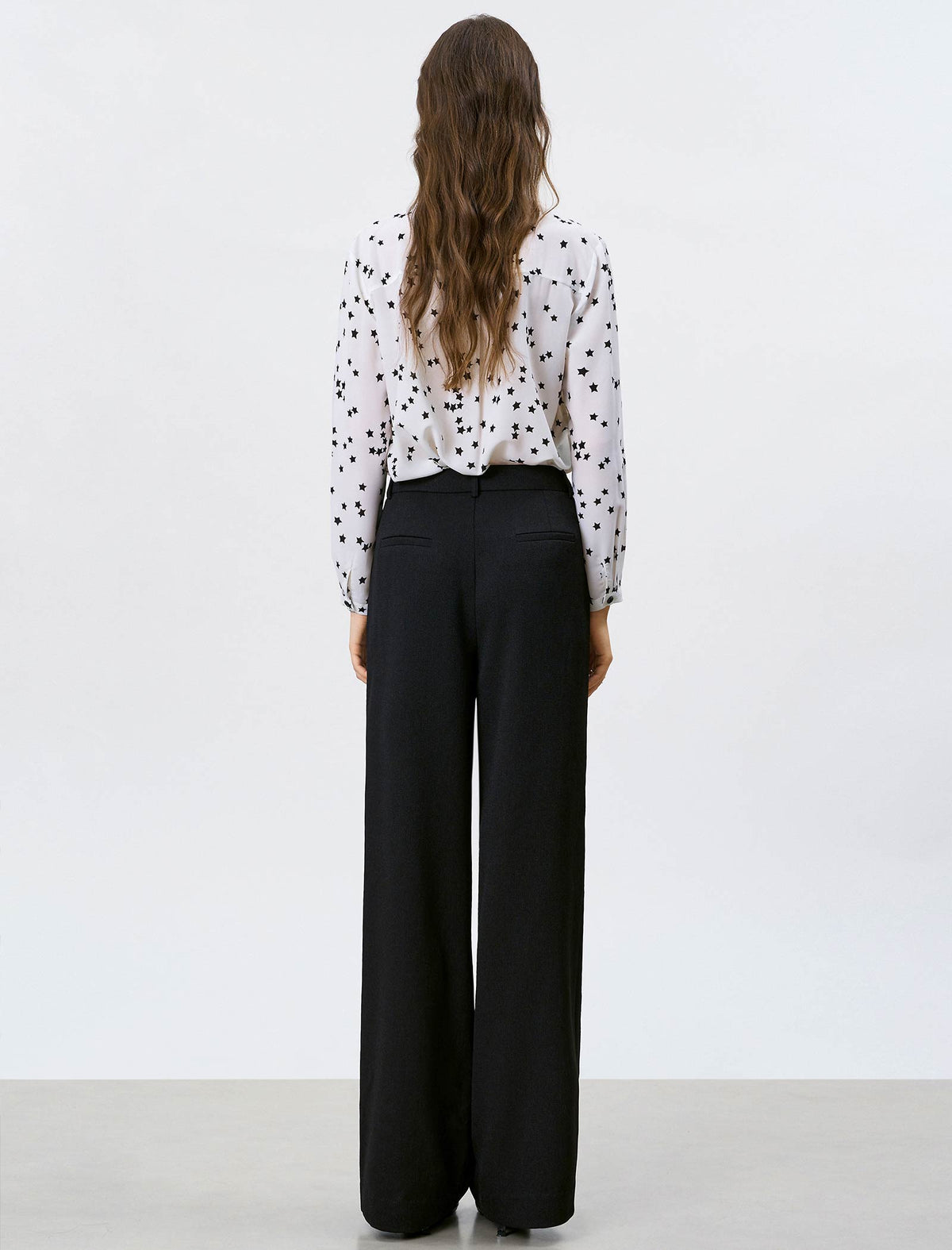 Star Print Mandarin Collar Blouse
