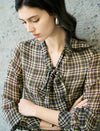 Houndstooth Print Pleated Midi Shirt Dress