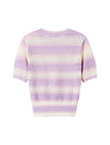 Gradient Hollow-Knit Short-Sleeve Knit Blouse