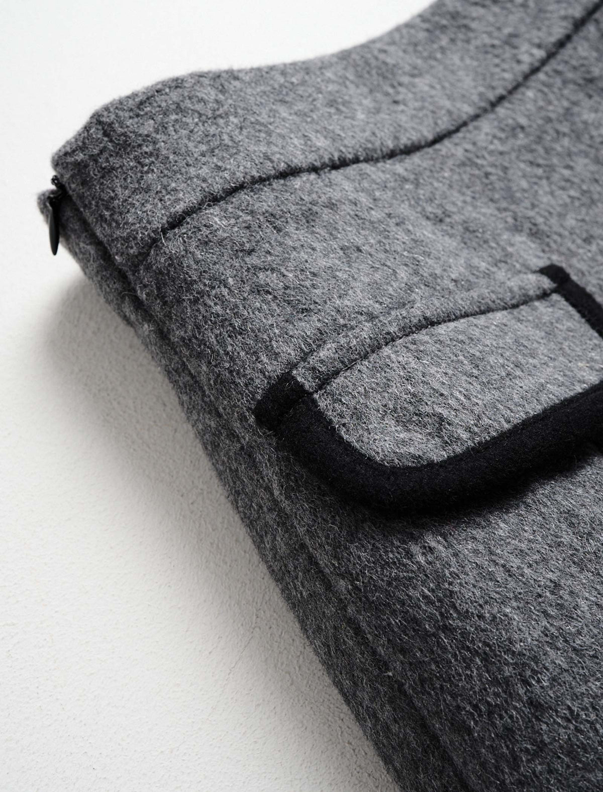 Wool Gray Double-Faced High-Waist A-Line Midi Skirt