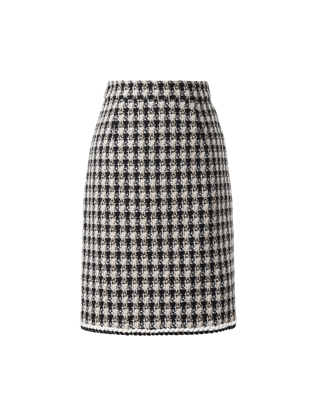 Wool Blend Textured Fitted Straight-Fit Skirt