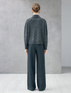 Wool Blend Shawl-Collar Double-Breasted Cropped Cardigan