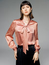 V-Neck Tie-Waist Long-Sleeve Blouse