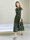 Olive Geometric Print Shirt Midi Dress