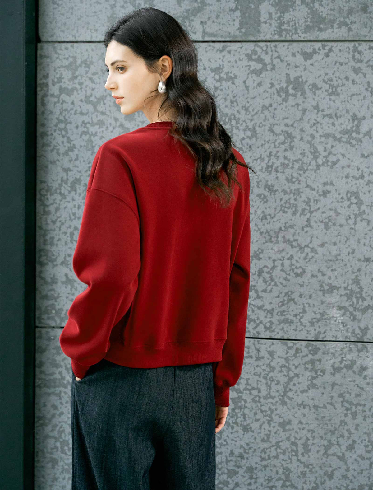 Cartoon‑Pony Embroidered Crew‑Neck Sweatshirt