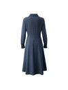 Solid Long Sleeve Pocket A-Line Dress