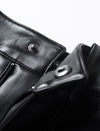 Belted High Waist Black PU Leather A-Line Mini Skirt