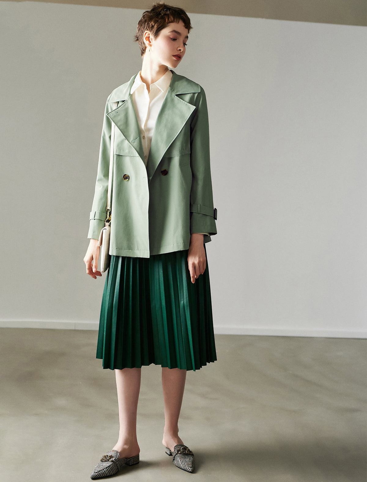 Long Sleeve Double-Breasted Relaxed Trench Coat