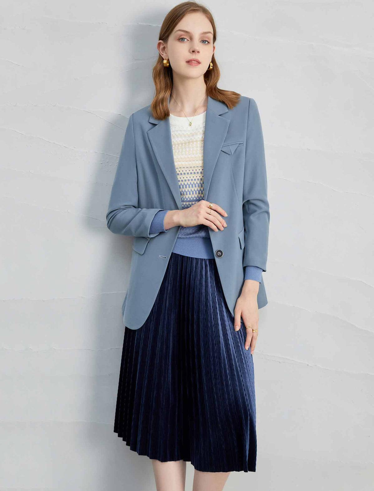 Solid Vintage Pleated A-Line Skirt