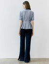 Zip Detail Waist-Cinched Fitted Shirt