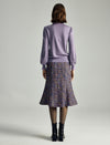 Dark Purple Tweed Fishtail Midi Skirt