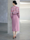 Bow Tie Paisley Print Long Sleeve Blouse