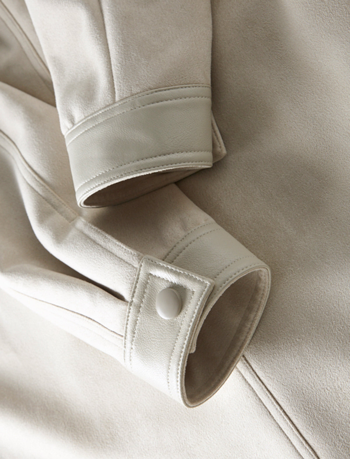 Beige PU Leather Pocket Detail Trench Coat