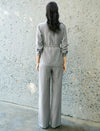 Grey Textured Drawstring Waist Tencel Shirt