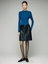 Panel-Seam High-Waist A-Line Midi Skirt