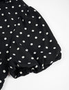 Black Polka Dot Puff Sleeve Ruffle Hem Dress