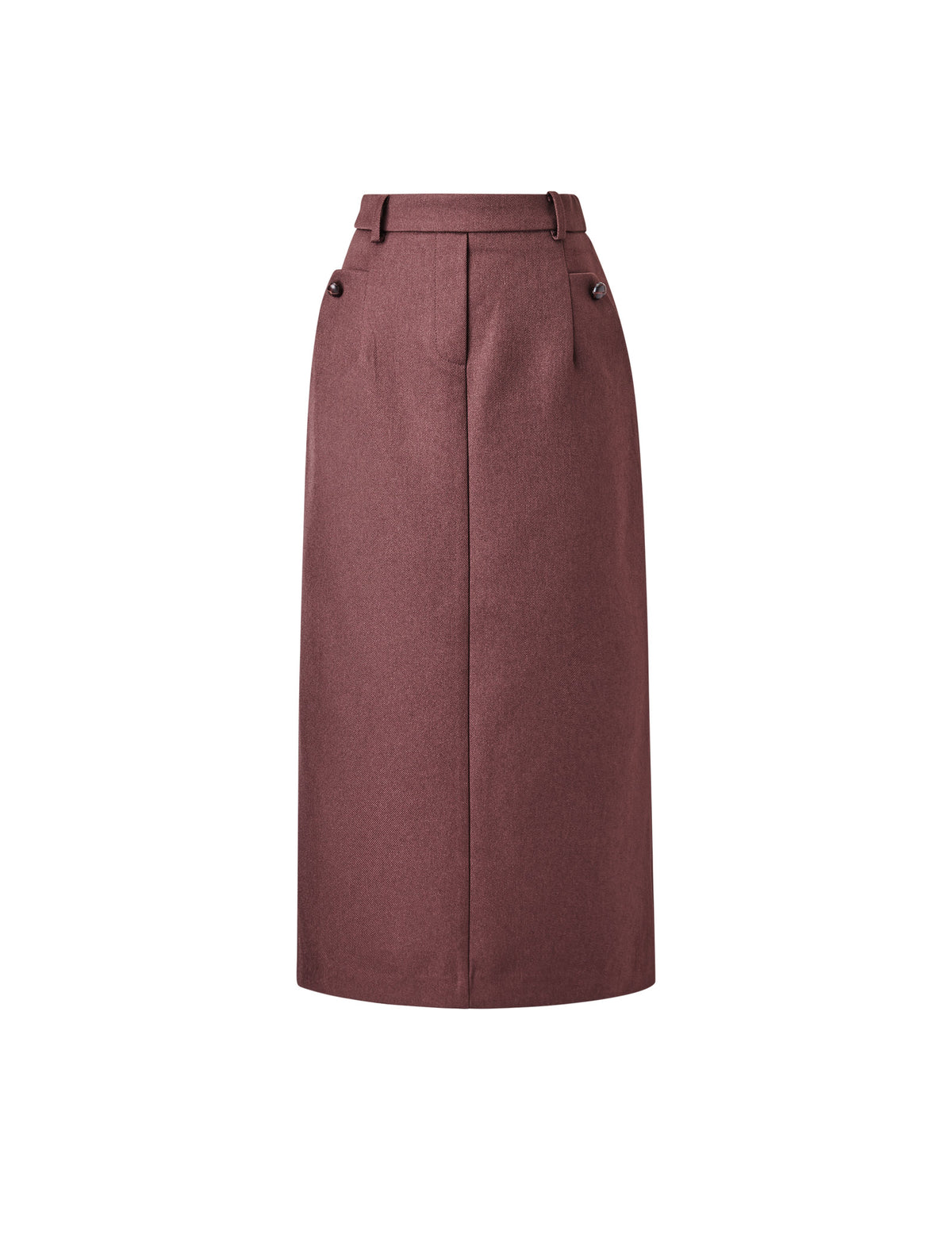 Straight Midi Skirt with Button Detail